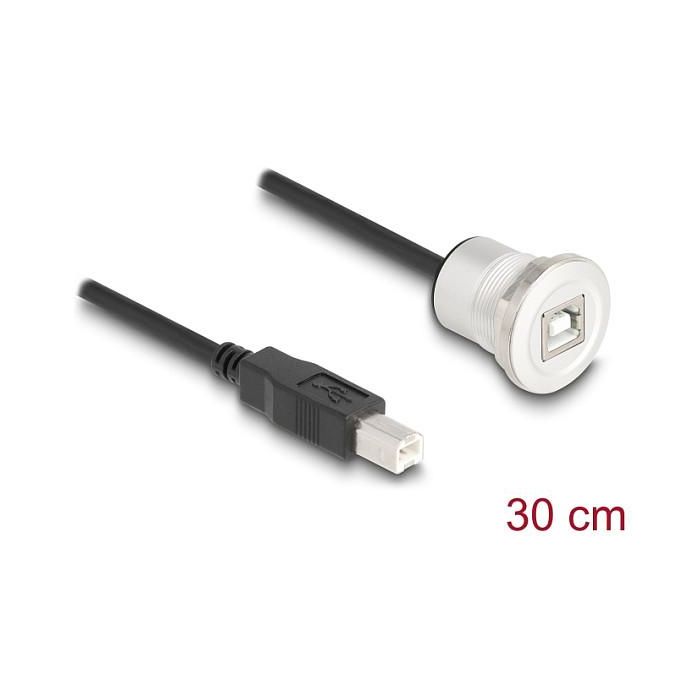 DeLOCK Cable USB 2.0 Tipo B Macho a Hembra de 30 cm (0.3 m) con Conectores de Aluminio y Panel Frontal - Modelo 88182 1