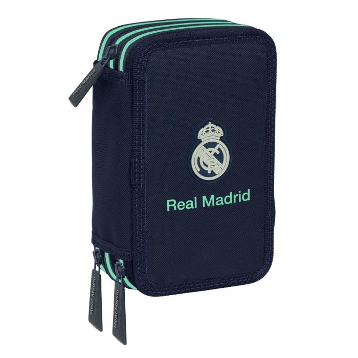 Safta Plumier Triple Real Madrid 2ª Equipación 25/26 - Estuche con 37 Piezas, 12.5x19.5x5.5cm