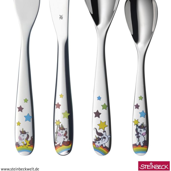 WMF 1286056040 Cubertería infantil Einhorn de 4 piezas. Acero inoxidable Cromargan. Apto lavavajillas 1 WMF 1286056040 Cubertería infantil Einhorn de 4 piezas. Acero inoxidable Cromargan. Apto lavavajillas 1
