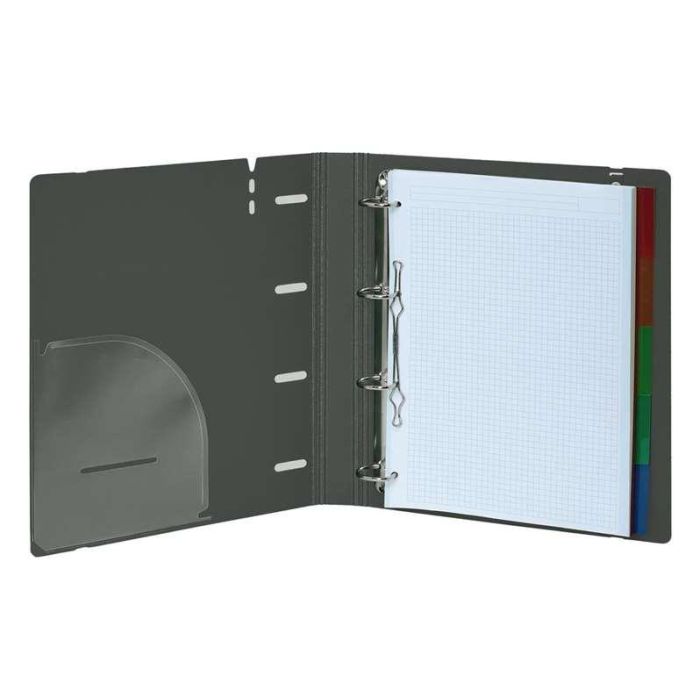 Carpeta Con Recambio Safta Din A4 Cuadro 5 mm Polipropileno Foam 4 Anillas 35 mm Gris Oscuro 2
