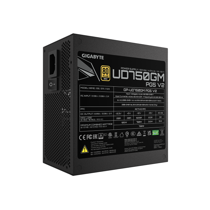 GIGABYTE UD750GM PG5 V2 28200-U75GB-1CEUR Fuente Alimentación 750W 80 PLUS Gold Modular PCIe Gen 5.1 ATX 3.1 5 GIGABYTE UD750GM PG5 V2 28200-U75GB-1CEUR Fuente Alimentación 750W 80 PLUS Gold Modular PCIe Gen 5.1 ATX 3.1 5