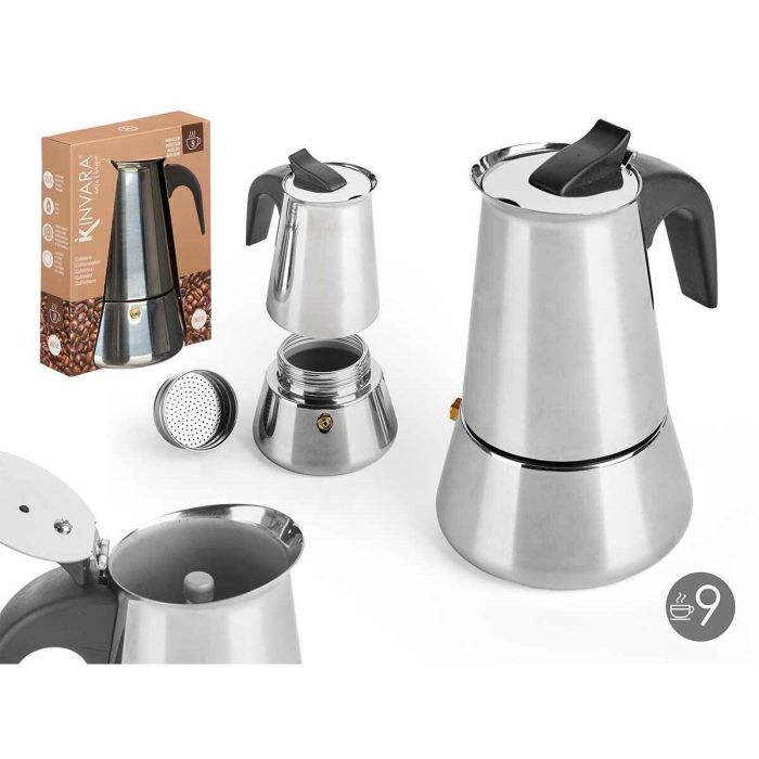 Cafetera Italiana Kinvara S12AA-9T Negro Plateado Acero 9 Tazas 2 Cafetera Italiana Kinvara S12AA-9T Negro Plateado Acero 9 Tazas 2