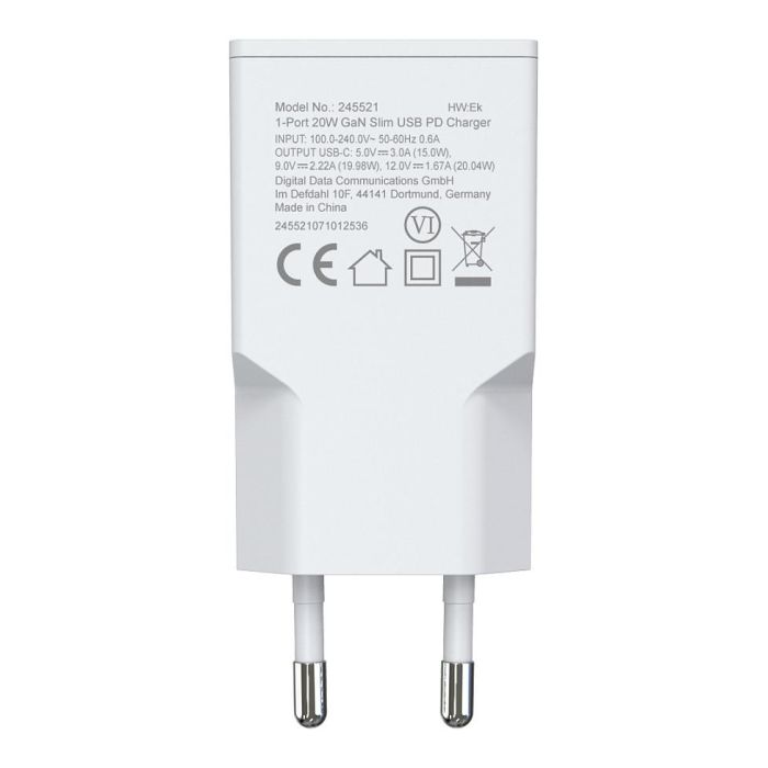 Equip Cargador USB-C GaN Slim 20W, 1 Puerto, Carga Rápida Power Delivery 3.0 y Quick Charge 3.0, Blanco, Ref. 245521 1 Equip Cargador USB-C GaN Slim 20W, 1 Puerto, Carga Rápida Power Delivery 3.0 y Quick Charge 3.0, Blanco, Ref. 245521 1