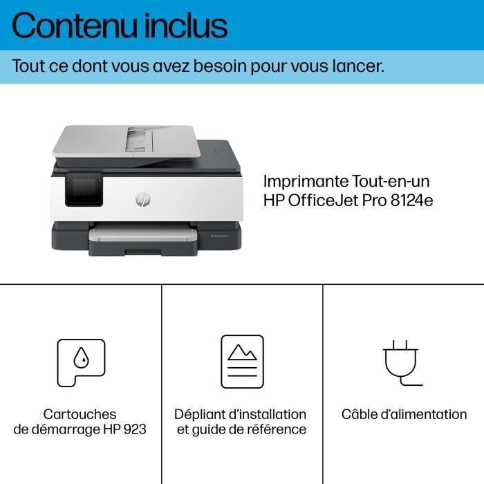 HP OfficeJet Pro 8124e - Impresora todo en uno - Inyección de tinta en color con 3 meses de Instant Ink incluido con HP+ 3