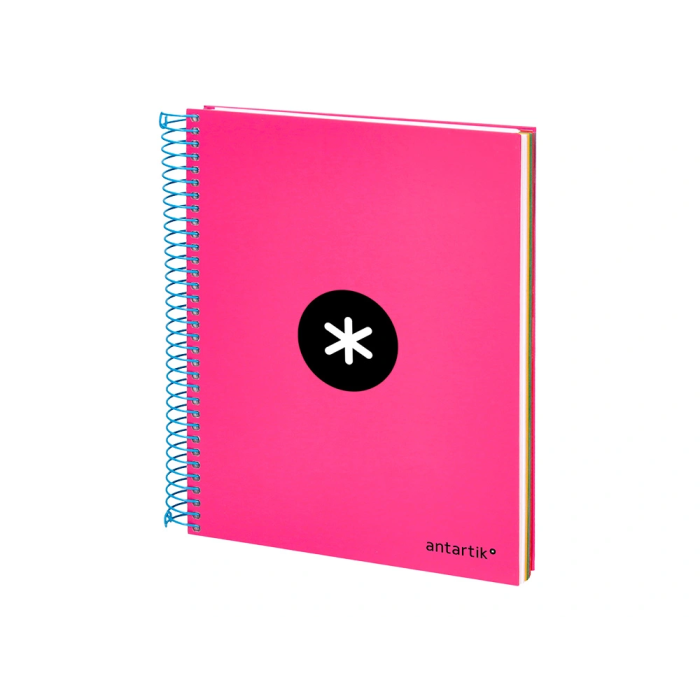 Antartik Cuaderno Espiral A5 Micro Tapa Forrada 120 Hojas 90gr Cuadro 5mm Banda S 6 Taladros Rosa 3