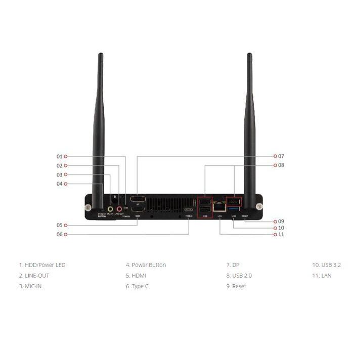 ViewSonic VPC25-W53-O1-1B Slot-in PC para ViewBoard | Intel 10ª Gen Core, WiFi 6, Bluetooth 5.2, 16GB RAM, 256GB SSD 1