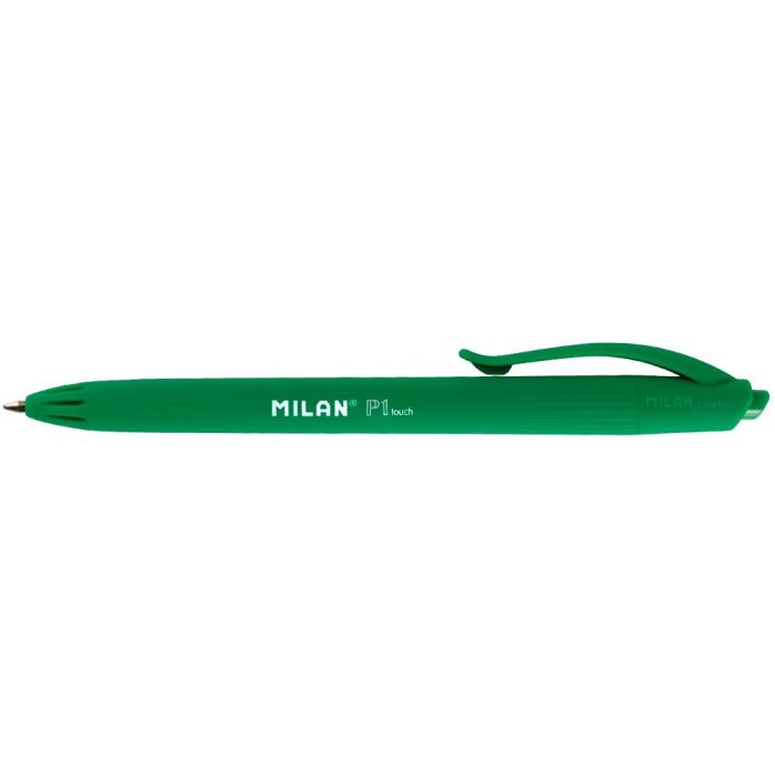 Boligrafo Milan P1 Retractil 1 mm Touch Verde 1