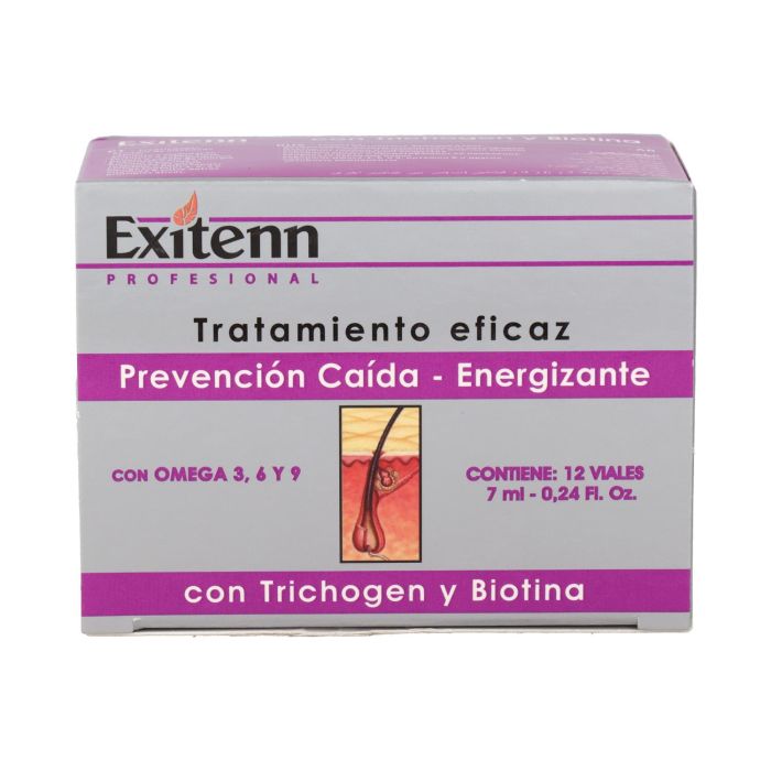 Exitenn Ampollas Energizante con Trichogen y Biotina - Tratamiento Anticaída - 12 x 7 ml
