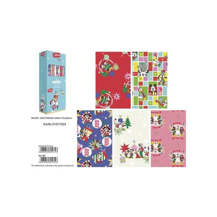 Papel De Regalo Rollo Basika 0,7X2 M (Caja De 50) Mickey&Friends Navidad