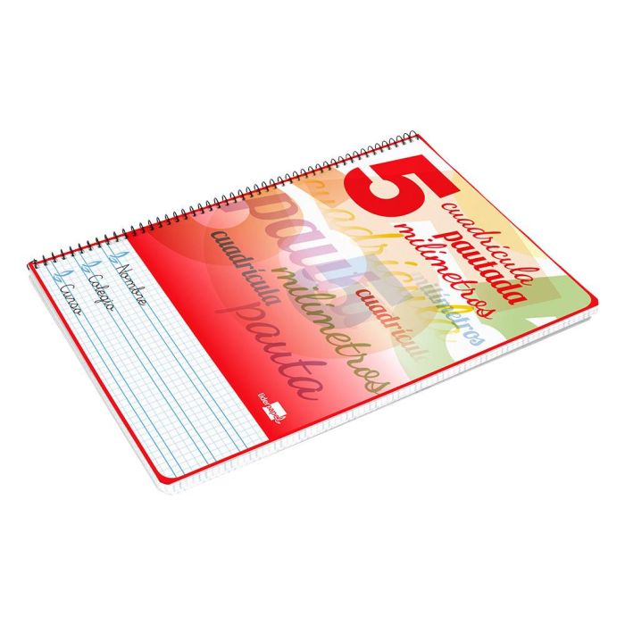 Cuaderno Espiral Liderpapel Folio Pautaguia Tapa Blanda 80H 75 gr Cuadro Pautado 5 mm Con Margen Colores Surtidos 8 unidades 6