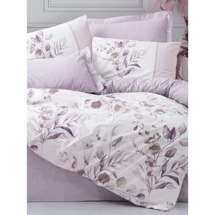 Juego de cama - 1 funda nórdica 220x240 cm + 2 fundas de almohada 60x60 cm - 100% algodón - Lila 3 Juego de cama - 1 funda nórdica 220x240 cm + 2 fundas de almohada 60x60 cm - 100% algodón - Lila 3