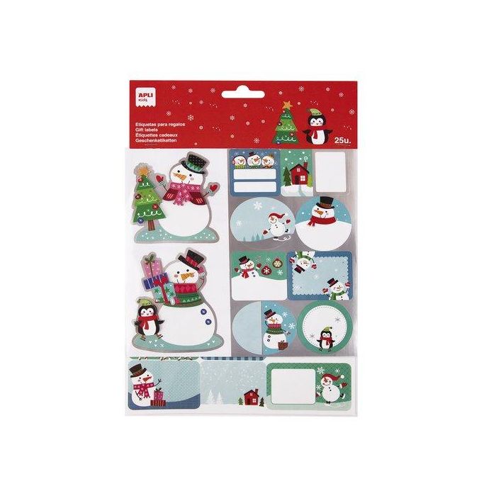 Etiquetas Regalo Bolsa Apli Navidad Pingüino Patina 2H (19817) 5 unidades