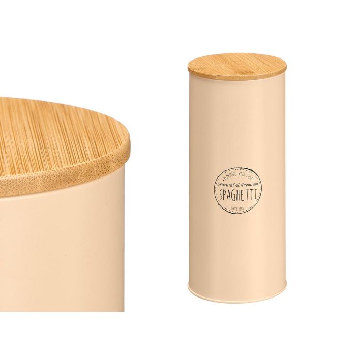Tarro Alto Tapa Bambú Espagueti Beige Kinvara 12x28.8x12 cm (Set de 12)