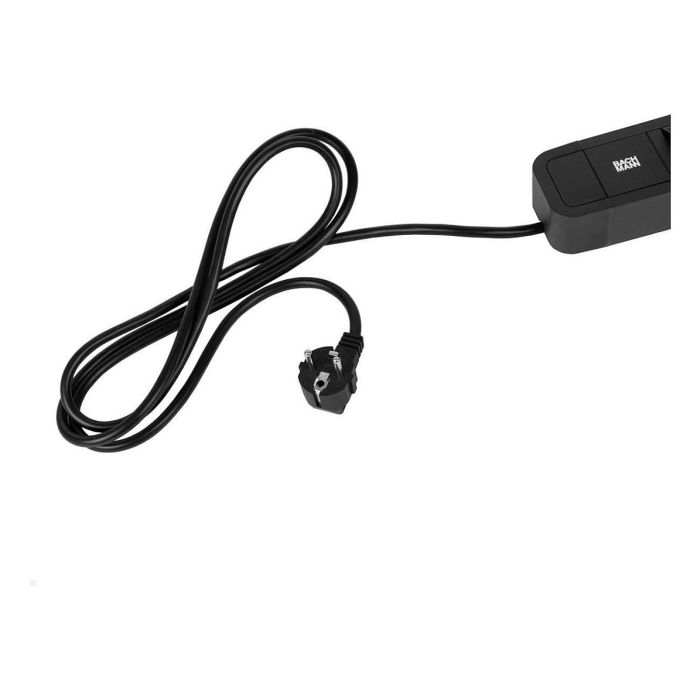 Bachmann PRIMO2 Regleta de Enchufes con 6 Tomas Schutzkontakt, Aluminio Negro, Cable 2m, IP20, Tipo F, Angular, Protección Infantil