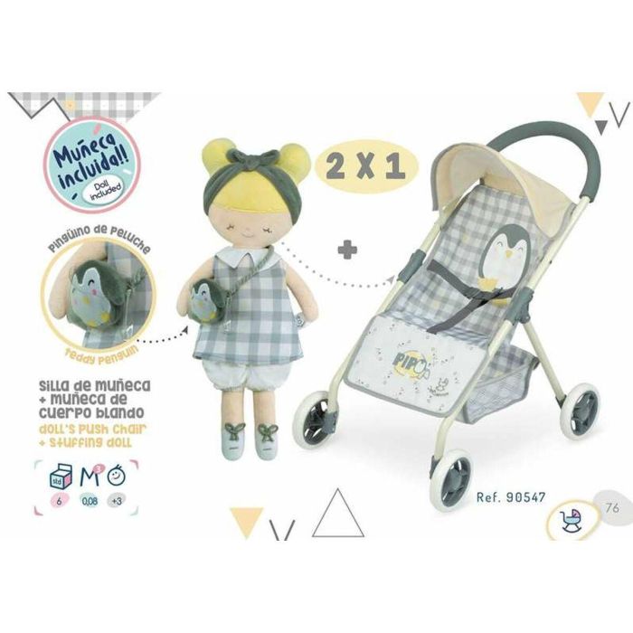 Decuevas 2x1 Silla de muñeca con muñeca de cuerpo blando, apta para muñecas hasta 50 cm, edad +3 años 4