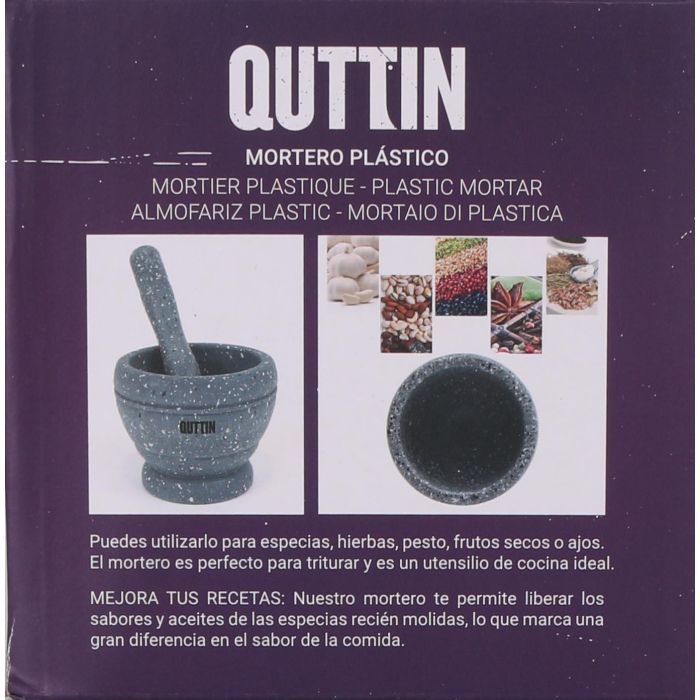 Mortero con Mazo de Plástico 11x9 cm Quttin (12 Unidades) 4