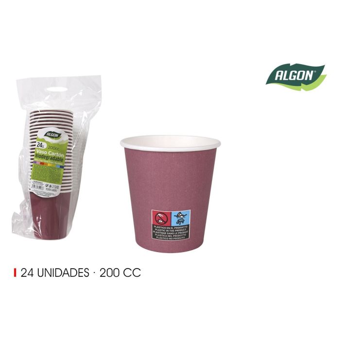Set de 24 vasos de cartón Burdeos 200 cc - Algon (36 Cajas) Set de 24 vasos de cartón Burdeos 200 cc - Algon (36 Cajas)