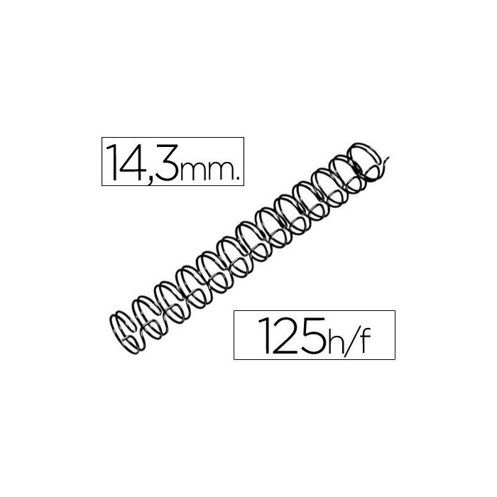 Espiral Wire 3:1 14,3 mm N.9 Negro Capacidad 125 Hojas Caja De 100 Unidades