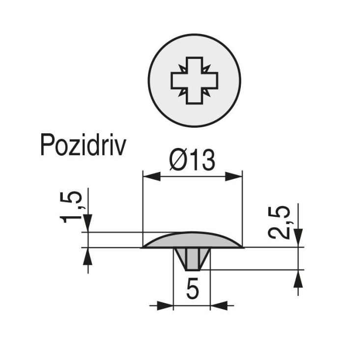 Herrajes Fab. Nacional D13 Tapa para Tornillos Pozi/Intro Gris Paquete 5.000 Unidades 1