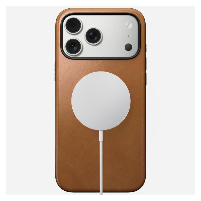 Nomad Modern Leather Case para Apple iPhone 17 Pro Max - Funda de cuero con MagSafe, protección anti-caídas, color Bronceado 2
