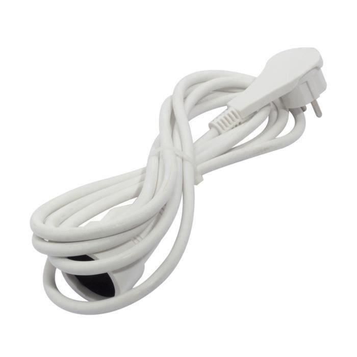 Cable alargador CHACON HO5VVF 3 x 1,5 mm²- 3 m - Con enchufe plano - Blanco Cable alargador CHACON HO5VVF 3 x 1,5 mm²- 3 m - Con enchufe plano - Blanco