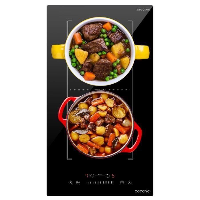 Oceanic OCEATI2Z2BF Dominó de Inducción Empotrable Flex 2 Quemadores 3600W Negro 4