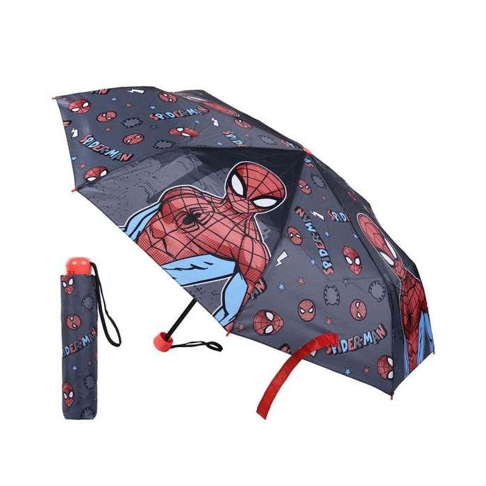 Cerdá Spiderman Paraguas Manual Plegable Escolar 50 cm para Niños y Niñas de 2 a 8 años. 100% Poliéster Resistente