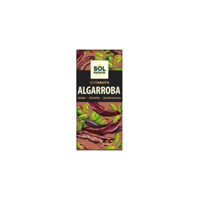 SOLNATURAL Tableta de Algarroba Bio 70g. Vegana, Sin Gluten, con Azúcar de Coco Ecológico. Ideal para Snacks Saludables.