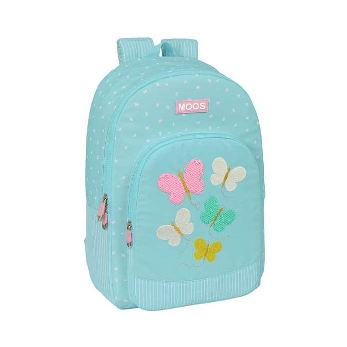 Mochila Escolar Moos Butterflies Azul 30 x 46 x 14 cm