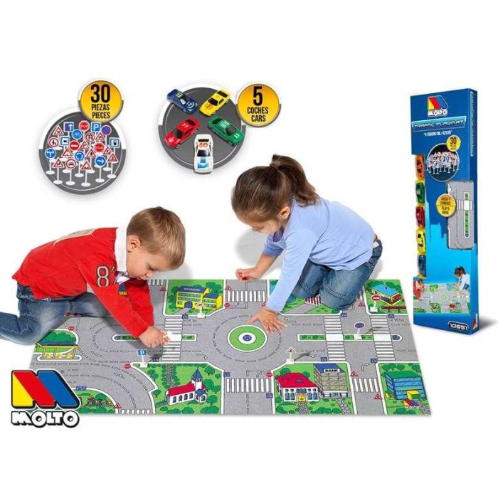 Molto Tapiz de juego de espuma con 30 accesorios interactivos: Coches y Señales, 124x60 cm, para niños de 3+ años 1 Molto Tapiz de juego de espuma con 30 accesorios interactivos: Coches y Señales, 124x60 cm, para niños de 3+ años 1