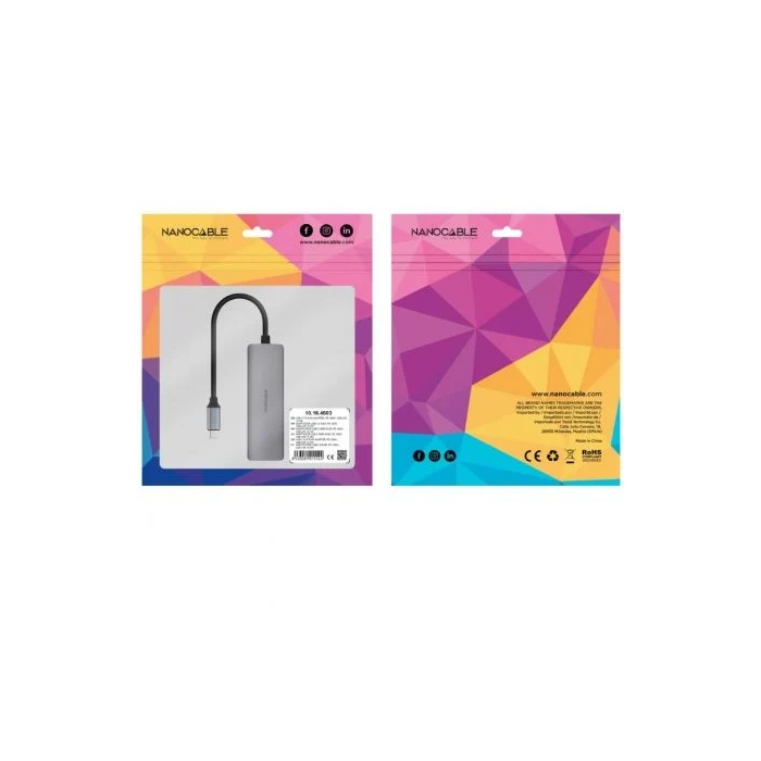 Nanocable Adaptador USB-C 3.1 a RJ45 Gigabit Ethernet 1000 Mbps con Power Delivery PD 100W Gris 18cm 2