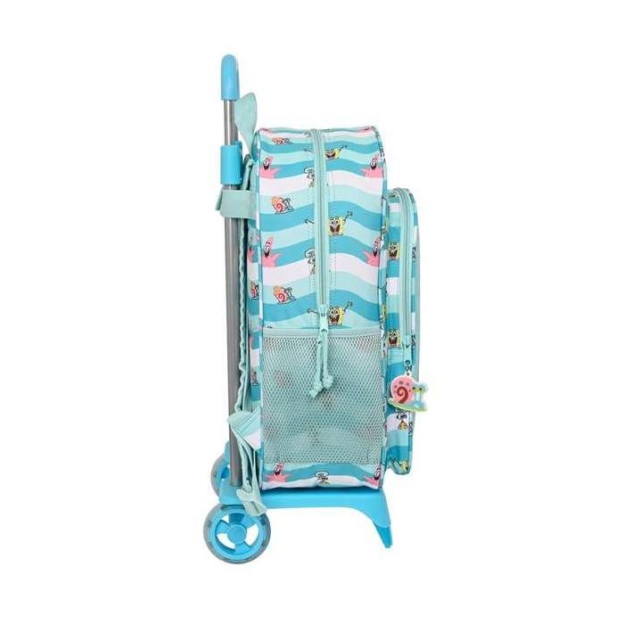 Mochila Escolar con Ruedas Spongebob Stay positive Azul Blanco (33 x 42 x 14 cm) 1