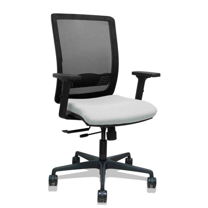 PIQUERAS Y CRESPO Silla Haches traslack malla negra asiento bali gris claro brazos 2D ruedas 65mm PIQUERAS Y CRESPO Silla Haches traslack malla negra asiento bali gris claro brazos 2D ruedas 65mm
