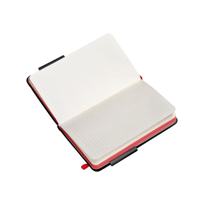 Cuaderno Con Gomilla Antartik Notes Tapa Dura A6 Hojas Rayas Negro Y Rojo 100 Hojas 80 gr Fsc 8