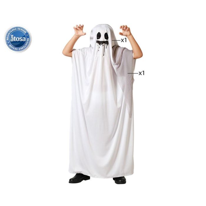 Disfraz Fantasma Blanco Con Capucha Para Niño Halloween 10-12 Años