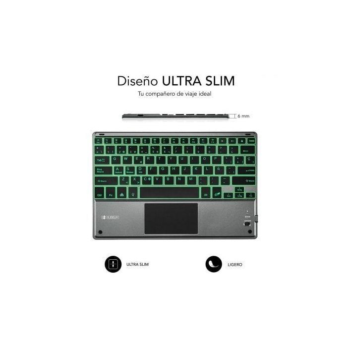 Teclado Compacto Inalámbrico por Bluetooth Subblim Touchpad Smart Blacklit/ Gris 2 Teclado Compacto Inalámbrico por Bluetooth Subblim Touchpad Smart Blacklit/ Gris 2