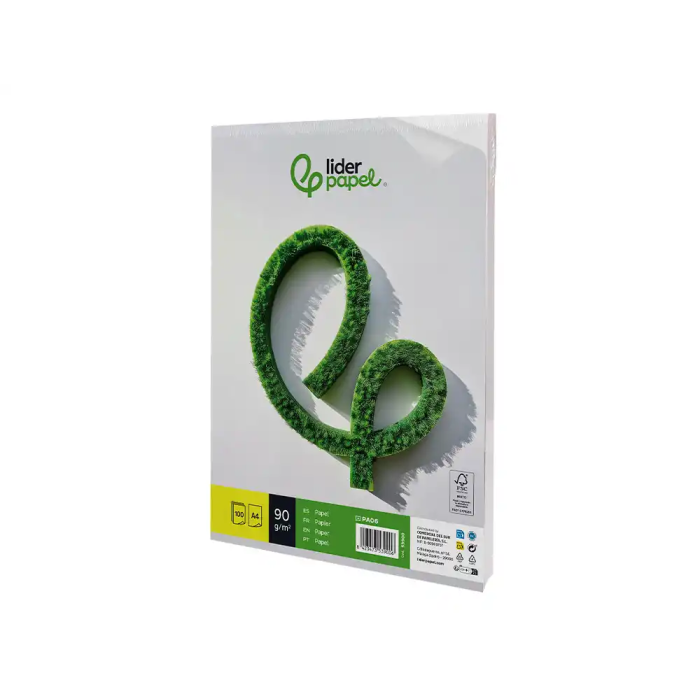 Liderpapel Papel Escritura A4 90g/m2 Liso Blanco Paquete 100 Hojas 2