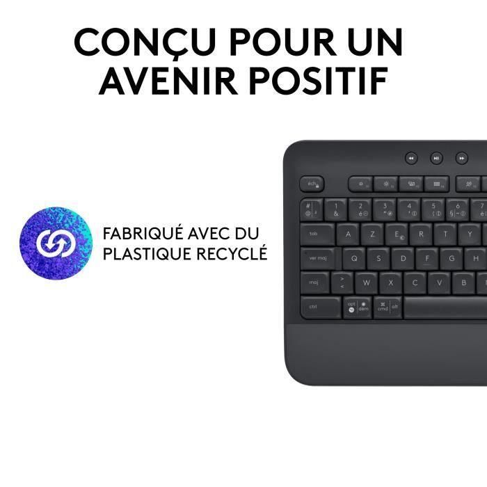 Logitech - Teclado inalámbrico - Ergonomico completo con - SEADSETS -SIGNATURA K650 - Graphite 4