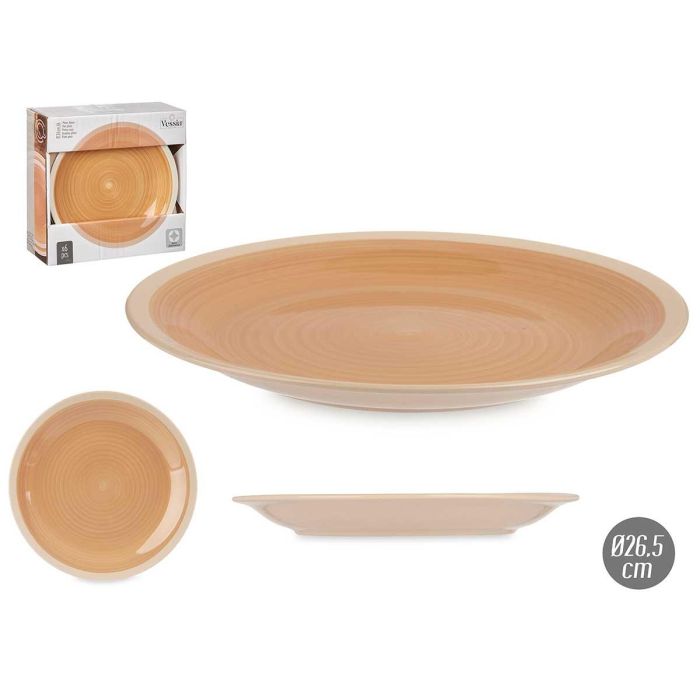 Plato Llano Grande Gres Beige 26.5 cm Vessia (24 Unidades)