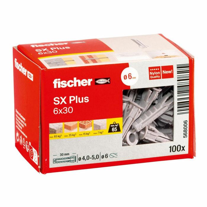 Tacos Fischer SX Plus n6 568006 Nailon Ø 6 x 30 mm (100 Unidades) 1 Tacos Fischer SX Plus n6 568006 Nailon Ø 6 x 30 mm (100 Unidades) 1