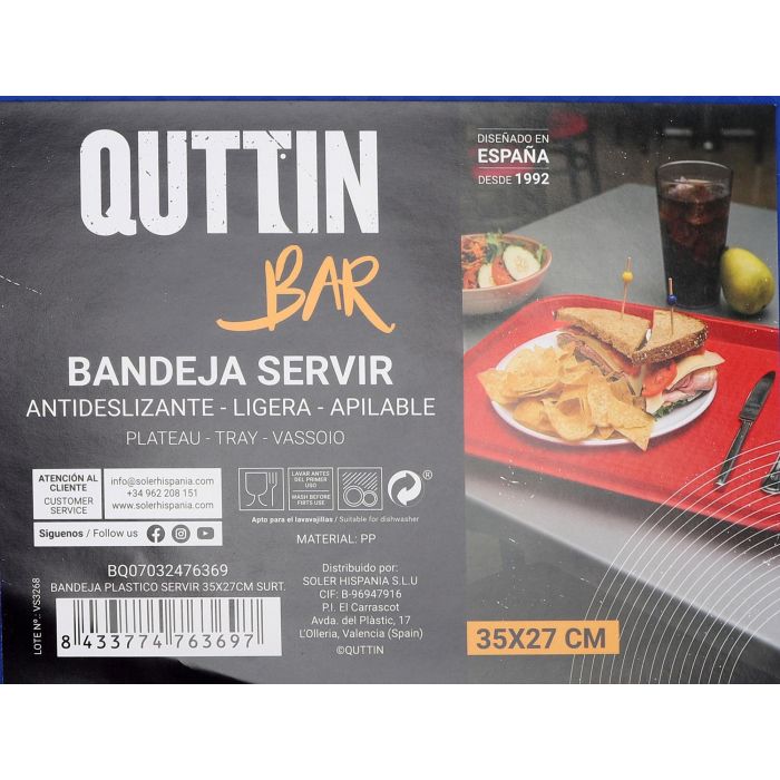 Bandeja de plástico para servir 35x27 cm - My Bar (24 Unidades) 10 Bandeja de plástico para servir 35x27 cm - My Bar (24 Unidades) 10
