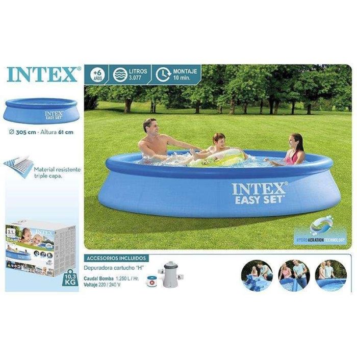 Intex Piscina Hinchable Redonda Easy Set con Depuradora Filtro 3077 Litros 305x61 cm 24
