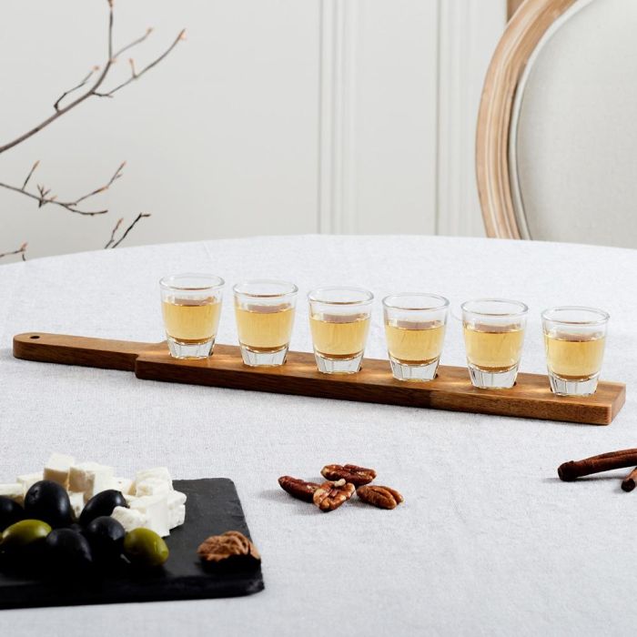 Juego De 6 Chupitos Con Tabla Acacia Cook Concept 1