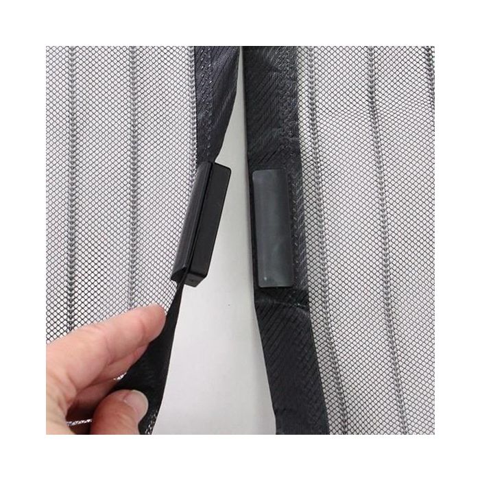 Mosquitera de cortina magnética anti-insectos para puertas, Poliéster negro, H220 x L100 cm, malla apretada con cierre magnético. 2 Mosquitera de cortina magnética anti-insectos para puertas, Poliéster negro, H220 x L100 cm, malla apretada con cierre magnético. 2