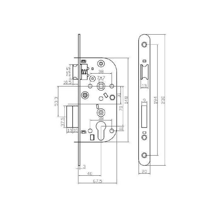 Yale Y60R-A40/N Cerradura de embutir, agujero cilindro, eje 40mm, caja 148mm, para puerta entrada y locales sensibles, negra 4