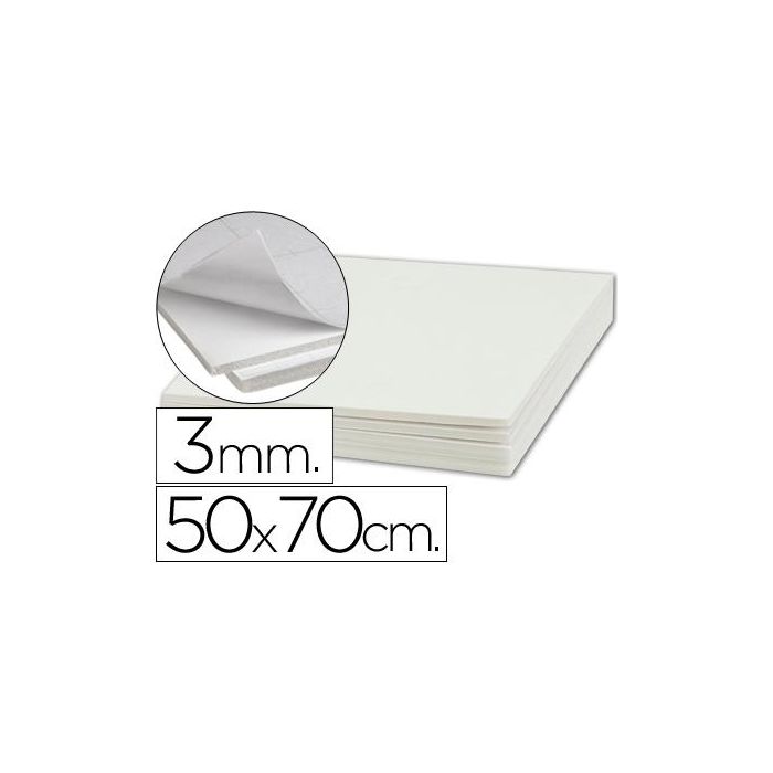 Carton Pluma Liderpapel Blanco Adhesivo 1 Cara 50x70 cm Espesor 3 mm 10 unidades