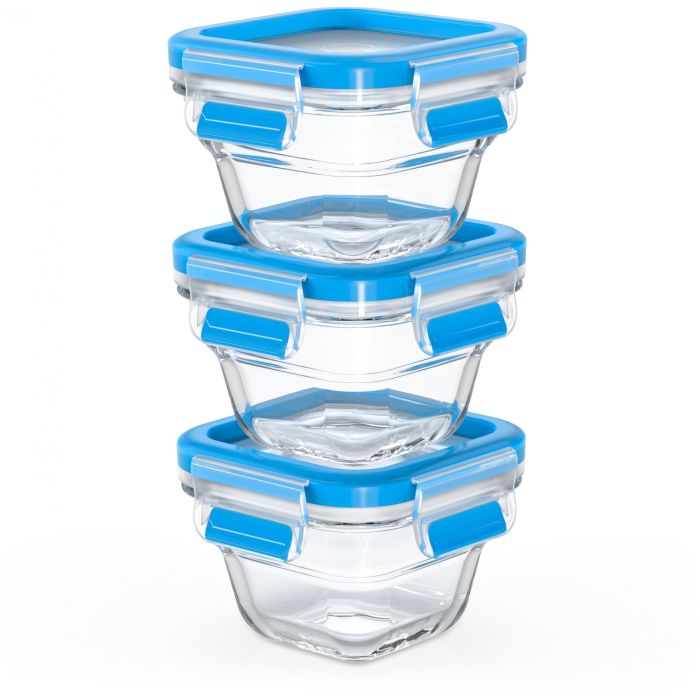 Emsa N10507 Clip & Close Glas Frischhaltedosen-Set 3-teilig Transparent/Blau 0 Emsa N10507 Clip & Close Glas Frischhaltedosen-Set 3-teilig Transparent/Blau 0