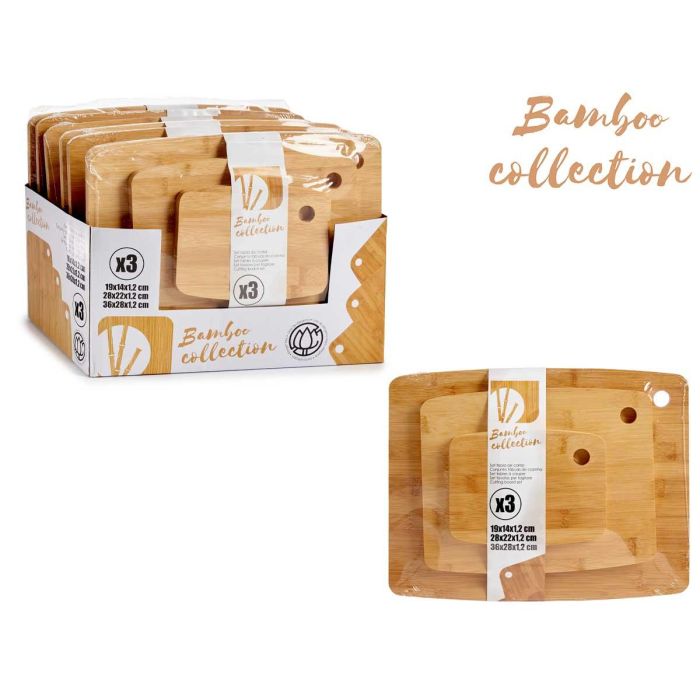 Set 3 Tablas de Cortar Bambú Kinvara - 36.5x28x1.2 cm, Marrón, Libre de Alergenos (12 Unidades) 2 Set 3 Tablas de Cortar Bambú Kinvara - 36.5x28x1.2 cm, Marrón, Libre de Alergenos (12 Unidades) 2