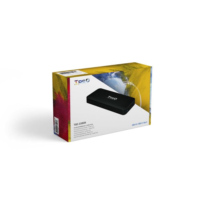TooQ TQE-2280B Caja Externa para Disco SSD M.2 NVMe USB 3.1 Gen2 Tipo C Compatible M-Key M+B Key 2230/2242/2260/2280 Aluminio Negro Sin Tornillos 8