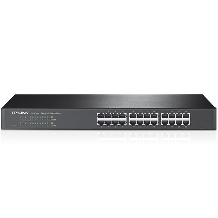 TP-Link TL-SF1024 Switch de Red No Administrado, 24 Puertos Fast Ethernet 10/100, Montaje en Rack 1U, Color Gris